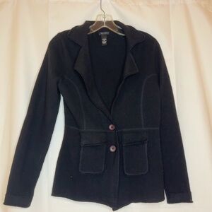 Only Mine Wool Cashmere Black Blazer with Button Accents MP